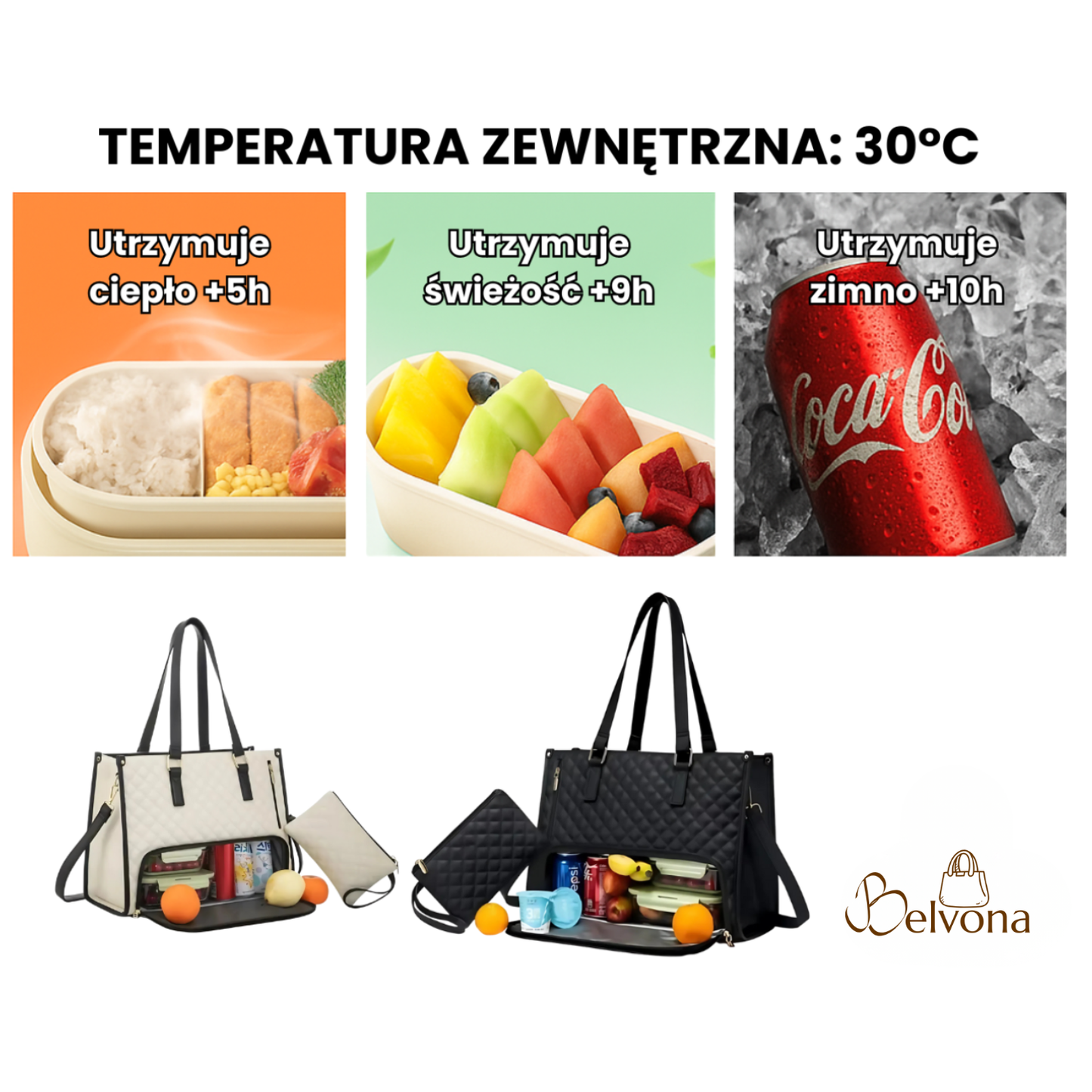 Belvona™- Pojemna Torba z Termiczną Kieszenią